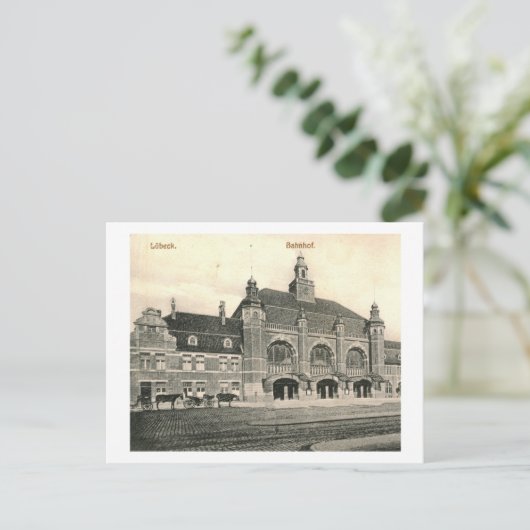 Bahnhof, Lubeck, Deutschland Vintag Postkarte (Stehend Vorderseite)