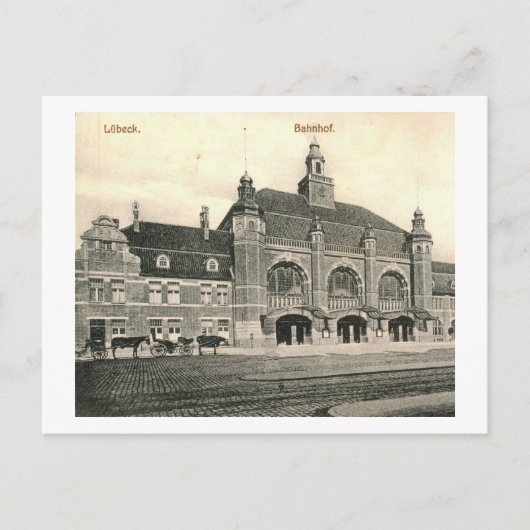 Bahnhof, Lubeck, Deutschland Vintag Postkarte (Vorderseite)