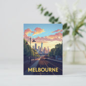 Bahnhof Melbourne Skyline Postkarte (Stehend Vorderseite)