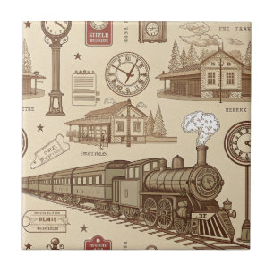 Bahnhof-Patrouillen-Muster im Vintage-Stil (1) Fliese