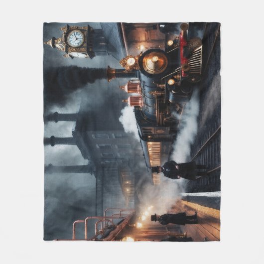 Bahnhof Steampunk Fleecedecke (Vorderseite)