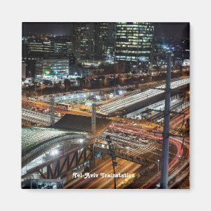 Bahnhof Tel Aviv bei Nacht Israel Magnet