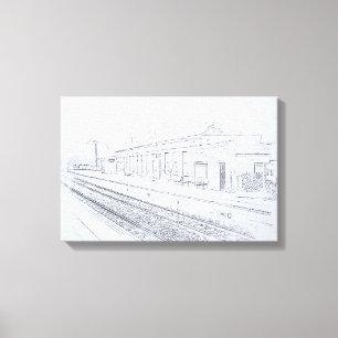 Bahnhof Todmorden Skizze, im Vintage-Stil Leinwanddruck
