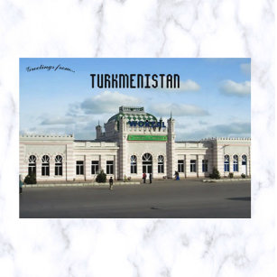 Bahnhof Turkmenbaschi in Turkmenistan Postkarte