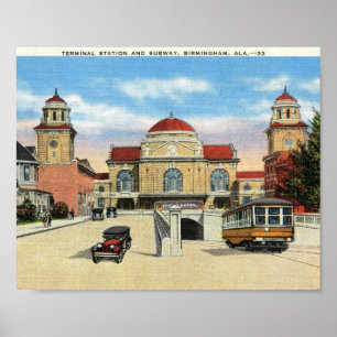 Bahnhof & U-Bahn, Birmingham, Alabama Vintage Poster