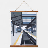 Bahnhof Wandteppich Mit Holzrahmen (Vorderseite)