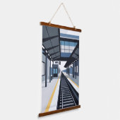 Bahnhof Wandteppich Mit Holzrahmen (Gewinkelt)