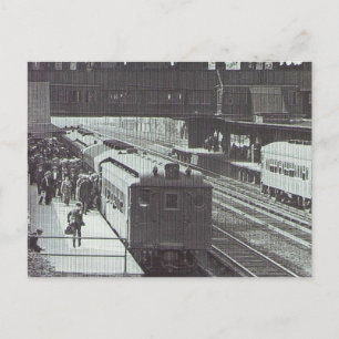 Bahnhof Woodside mit Zügen Long Island Railroad Postkarte