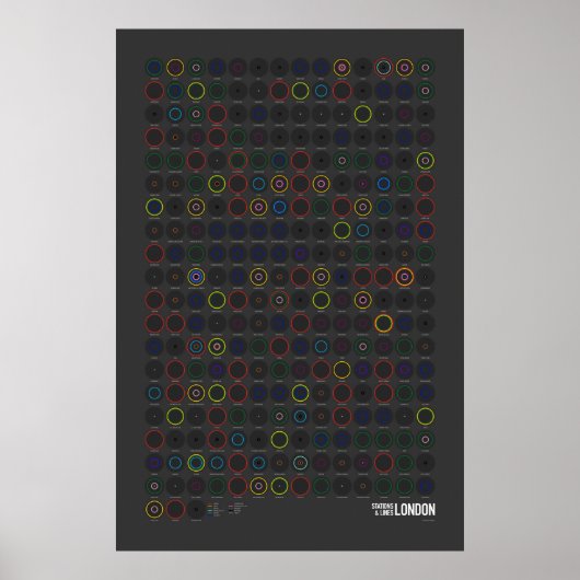 Bahnhöfe und Linien: London (dunkel) Poster (Vorne)