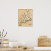 Bahnkarte von Maine Poster (Küche)