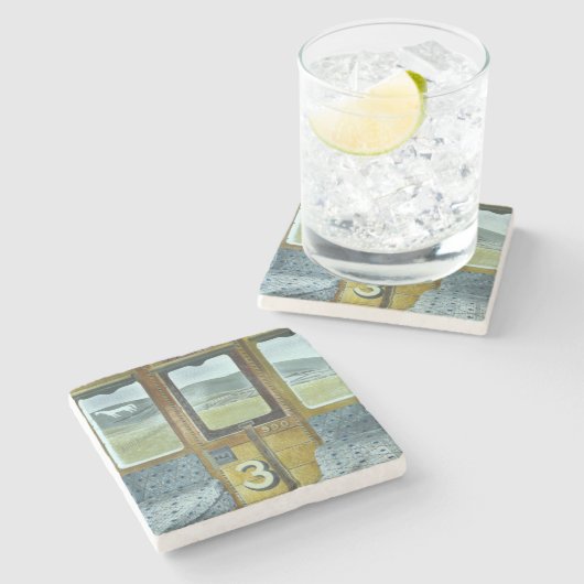 Bahnlandschaft (von Eric Ravilious) Steinuntersetzer (Seitenansicht)