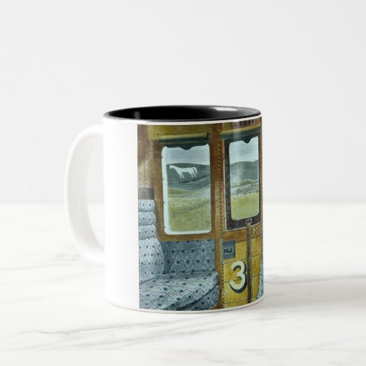 Bahnlandschaft (von Eric Ravilious) Zweifarbige Tasse (Vorderseite Links)