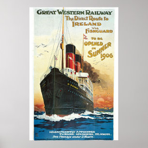 BahnOceanliner Irland Vintages Reise-Plakat Poster