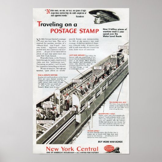 Bahnpost an der New Yorker Zentralbahn 1943 Poster (Vorne)