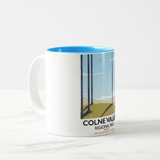 Bahnposter des Regionalparks Colne Valley England Zweifarbige Tasse (Vorderseite Links)