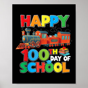 Bahnstrecke glücklicher 100. Schultag Kinder Junge Poster