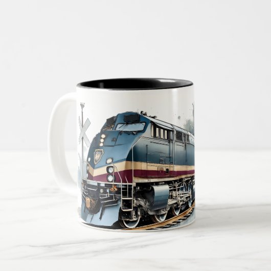 Bahnstrecke mit Bahnübergang Zweifarbige Tasse (Vorderseite Links)