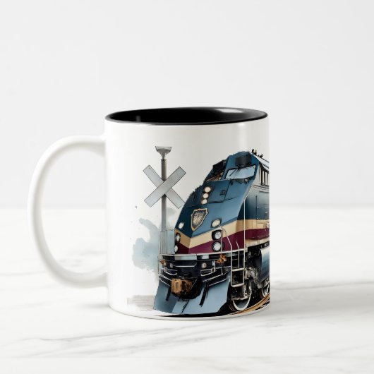 Bahnstrecke mit Bahnübergang Zweifarbige Tasse (Links)