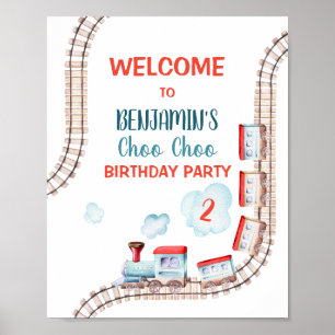 Bahnstrecke Vintage Bahn Junge Geburtstag Willkomm Poster