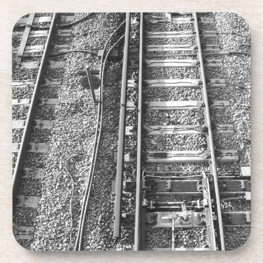 Bahnstrecken, Schwarzweiss-Bild Untersetzer (Vorderseite)
