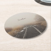 Bahntrassen Winterlandschaft Personalisiert Runder Pappuntersetzer (Angewinkelt)