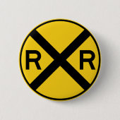 Bahnübergang Landstraßen-Zeichen- Button (Vorderseite)