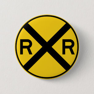 Bahnübergang Landstraßen-Zeichen- Button