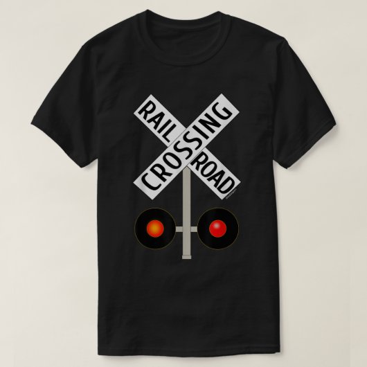 Bahnübergang mit dem Schild Lights T-Shirt (Design vorne)
