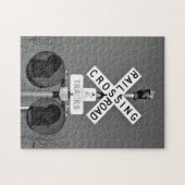 Bahnübergang mit mechanischer Glocke in B&W Puzzle (Horizontal)