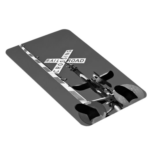 Bahnübergang mit Tor in Schwarz und Weiß Magnet (Rechte Seite)