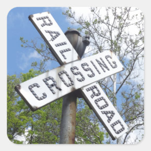 Bahnübergang Quadratischer Aufkleber