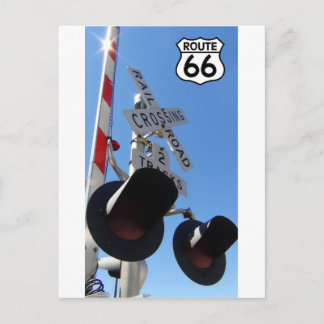 Bahnübergang Route 66 Schild Postkarte