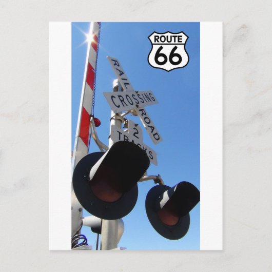 Bahnübergang Route 66 Schild Postkarte (Vorderseite)