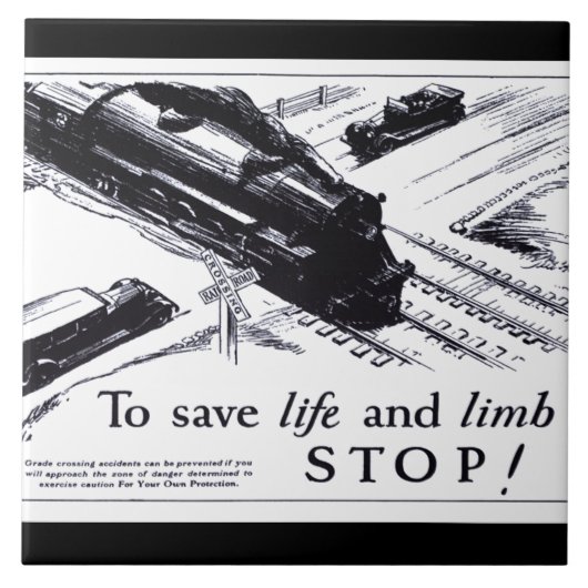 Bahnübergang Sicherheits-1906 Fliesen (Vorderseite)