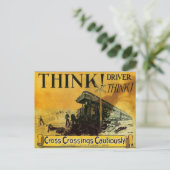 Bahnübergänge vorsichtig Postkarte (Stehend Vorderseite)