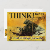 Bahnübergänge vorsichtig Postkarte (Vorne/Hinten)