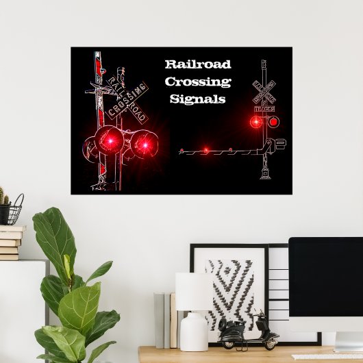 Bahnübergangssignale Neon Poster (Heimbüro)