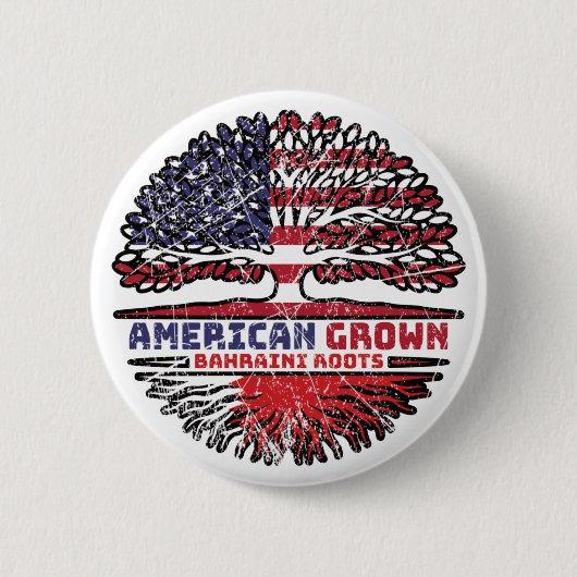 Bahrain Bahraini American USA Tree Roots Flag Button (Vorderseite)
