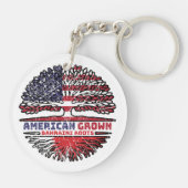 Bahrain Bahraini American USA Tree Roots Flag Schlüsselanhänger (Rückseite)