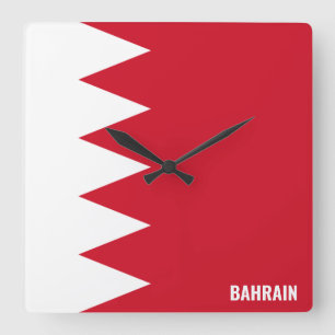 Bahrain Flag Dazzzing Patriotic Square Quadratische Wanduhr