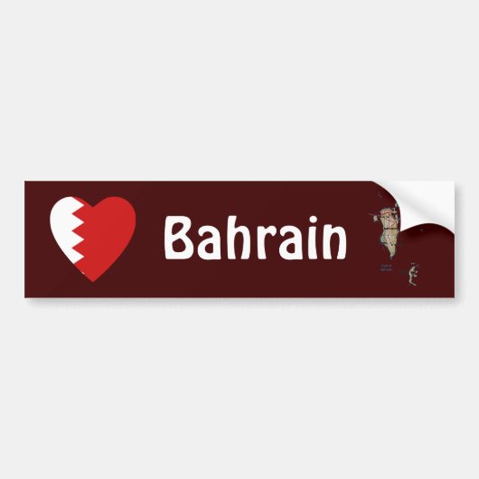 Bahrain Flag Herz + Karte Autoaufkleber (Vorne)