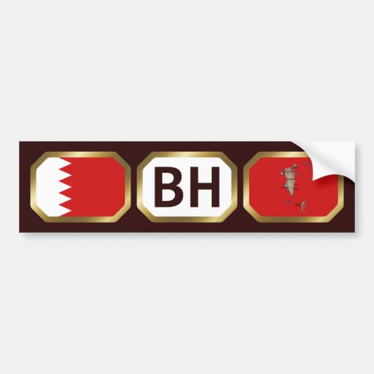 Bahrain Flag Map Code Autoaufkleber (Vorne)