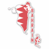 Bahrain-Flagge auf Landkarte Aufkleber (Vorderseite)