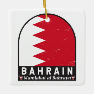 Bahrain-Flagge Emblem Distressed Vintage Keramikornament