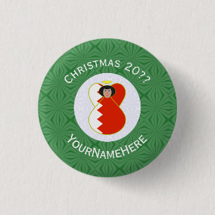 Bahrain-Flagge Engel Weihnachten Personalisiert Button