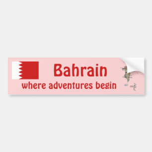 Bahrain-Flagge + Karte Aufkleber Autoaufkleber