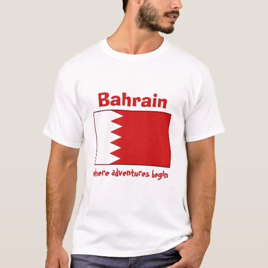Bahrain-Flagge + Karte + Text-T - Shirt (Vorderseite)