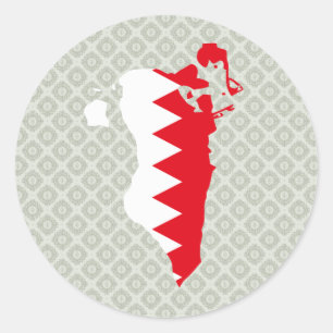 Bahrain-Flaggen-Karte Größengleich Runder Aufkleber