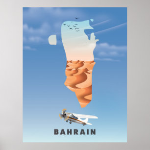 Bahrain Illustriertes Reiseplakat drucken. Poster