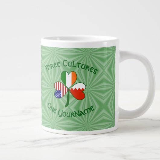 Bahrain Irland USA Kleeblatt Flag Personalisiert Jumbo-Tasse (Rechts)